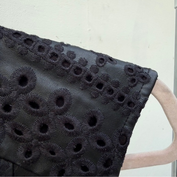 Y2K Black Eyelet Faux Leather Peplum Top Size XS - Picture 2 of 4